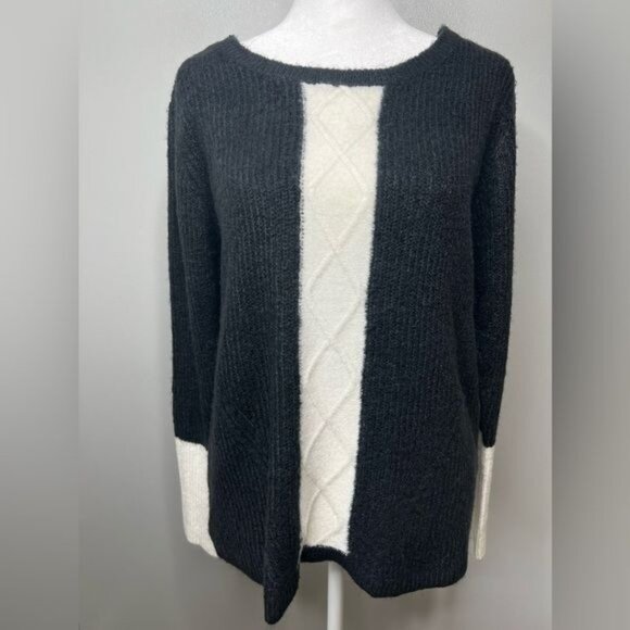 Dressbarn Womens Black & White Sweater Medium Acrylic/Nylon Blend - Picture 7 of 11